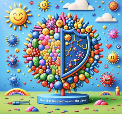 Colorful shield against viruses cartoon illustration